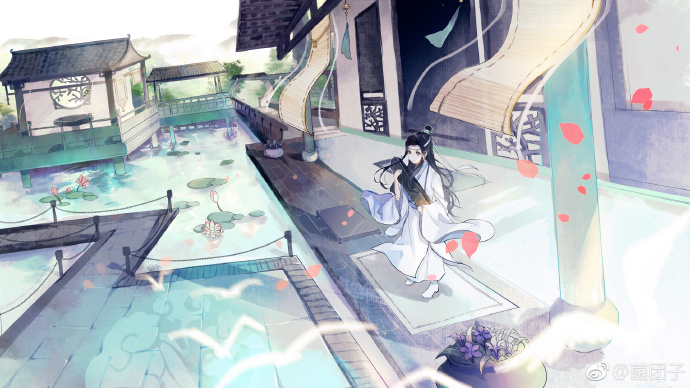 蓝忘机0123生日快乐##魔道祖师##蓝忘机# 之前画的汪叽生贺曲绘~是独