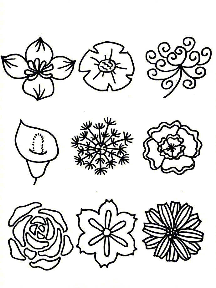 花朵简笔画手绘手帐素材