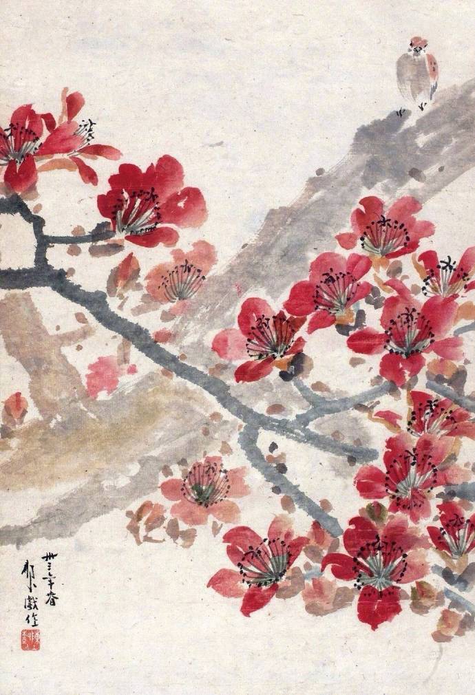 几树半天红似染,居人云是木棉花.