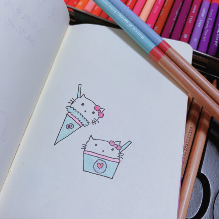 hellokitty简笔画 头像,hellokitty简笔画 颜色 手账素材hellokitty冰激凌可爱卡通简笔画