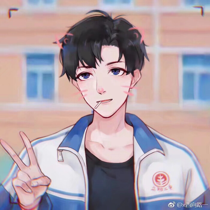 伪装学渣# 东楼贺朝,西楼谢俞.蓝色校服真的少年感十足!