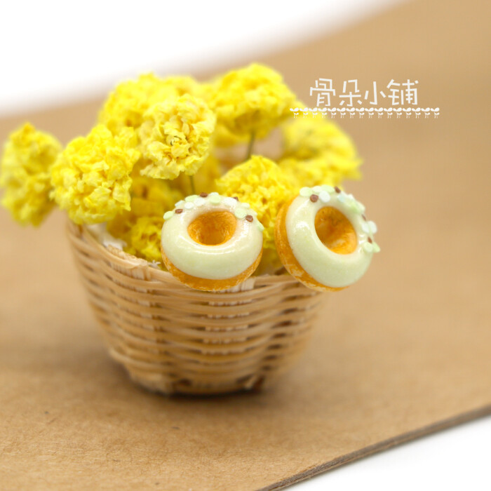 朵手作 甜甜圈耳钉 迷你仿真食物可爱萌日韩甜
