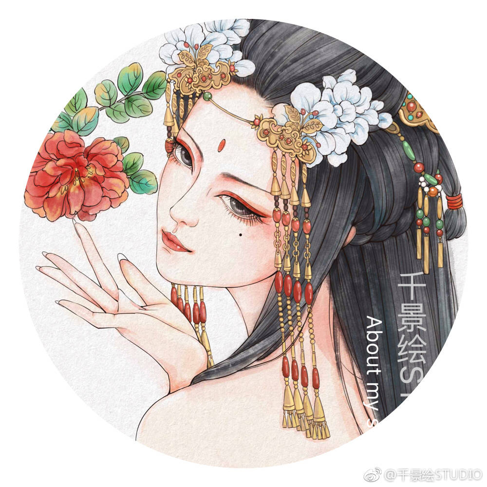 古风 古韵 中国风 手帐素材 插画 手绘 彩绘 头像 壁纸