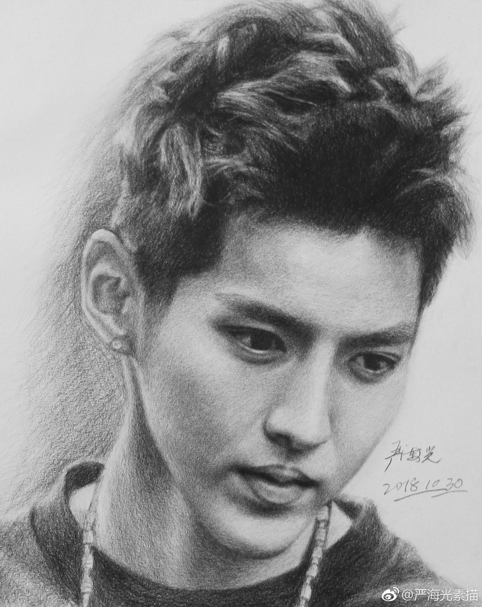 吴亦凡手绘漫画素描卡通头像