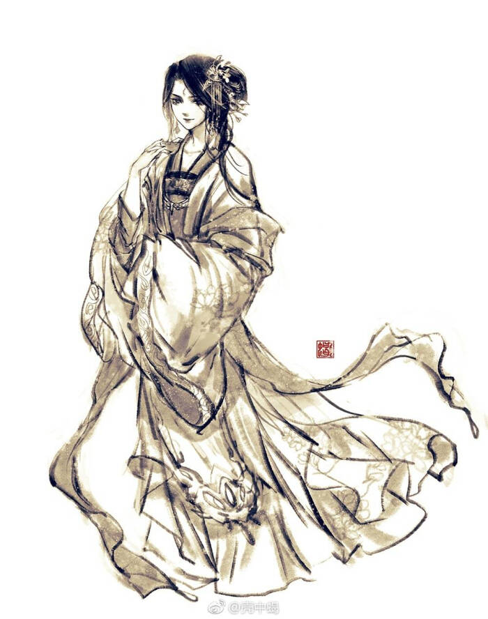 古风 古韵 中国风 手帐素材 插画 手绘 彩绘 头像 壁纸