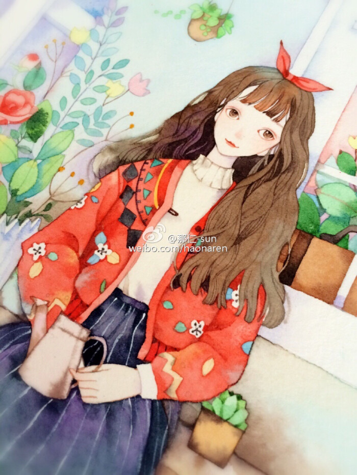 动漫漫画素材水彩人物临摹素材图by那仁