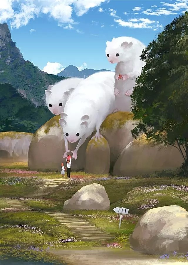 动漫人物巨大动物意境精致细腻唯美日本插画家もの久保