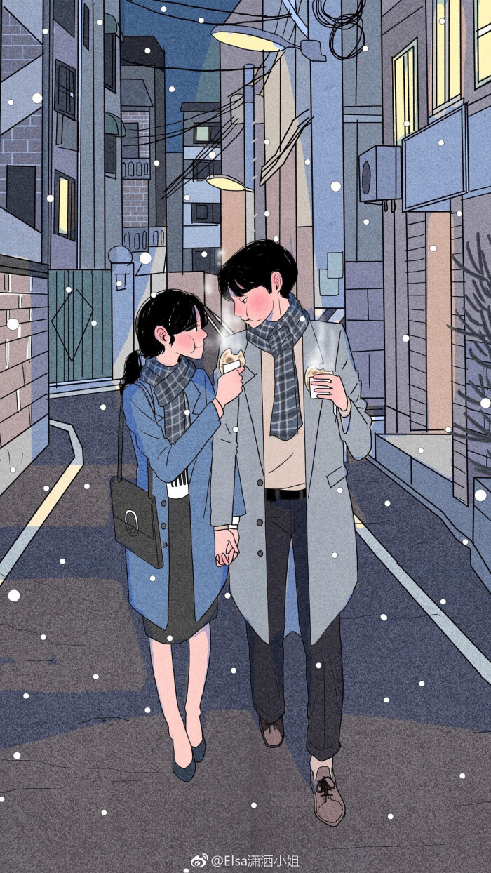 温温暖暖甜甜蜜蜜的情侣生活日常 韩国插画师作品～高清手机壁纸 可以