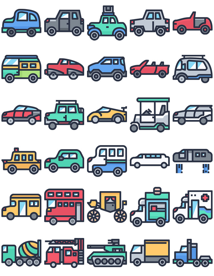 交通网络交通工具出租汽车公交插画图标icon图形矢量素材模板设计