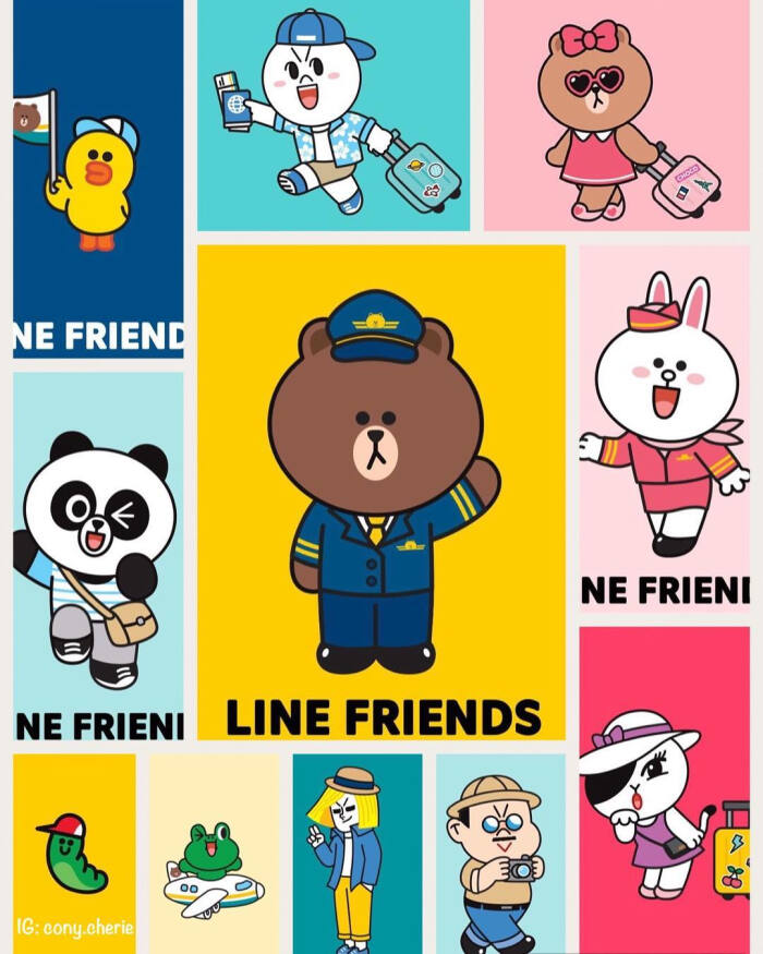 line friends 布朗熊brown choco 可妮兔cony 莎莉鸡sally 馒头人穆恩