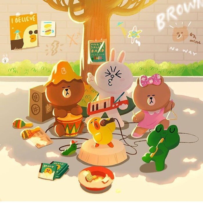 line friends 布朗熊brown choco 可妮兔cony 莎莉鸡sally 馒头人穆恩