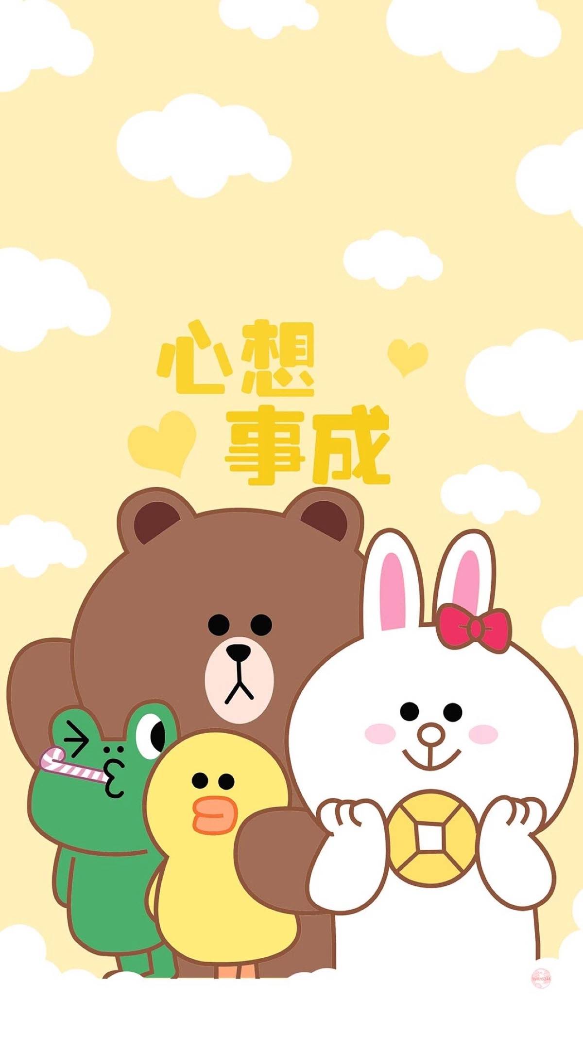 line friends 布朗熊brown choco 可妮兔cony 莎莉鸡sally 馒头人穆恩