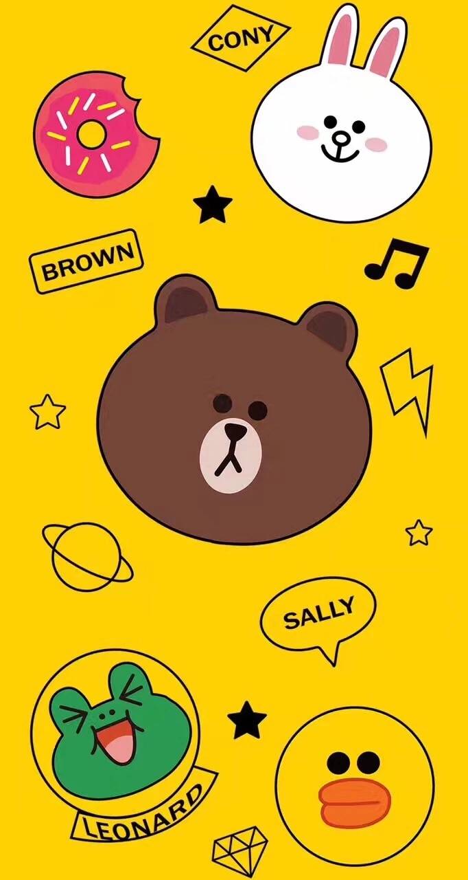 line friends 布朗熊brown choco 可妮兔cony 莎莉鸡sally 馒头人穆恩