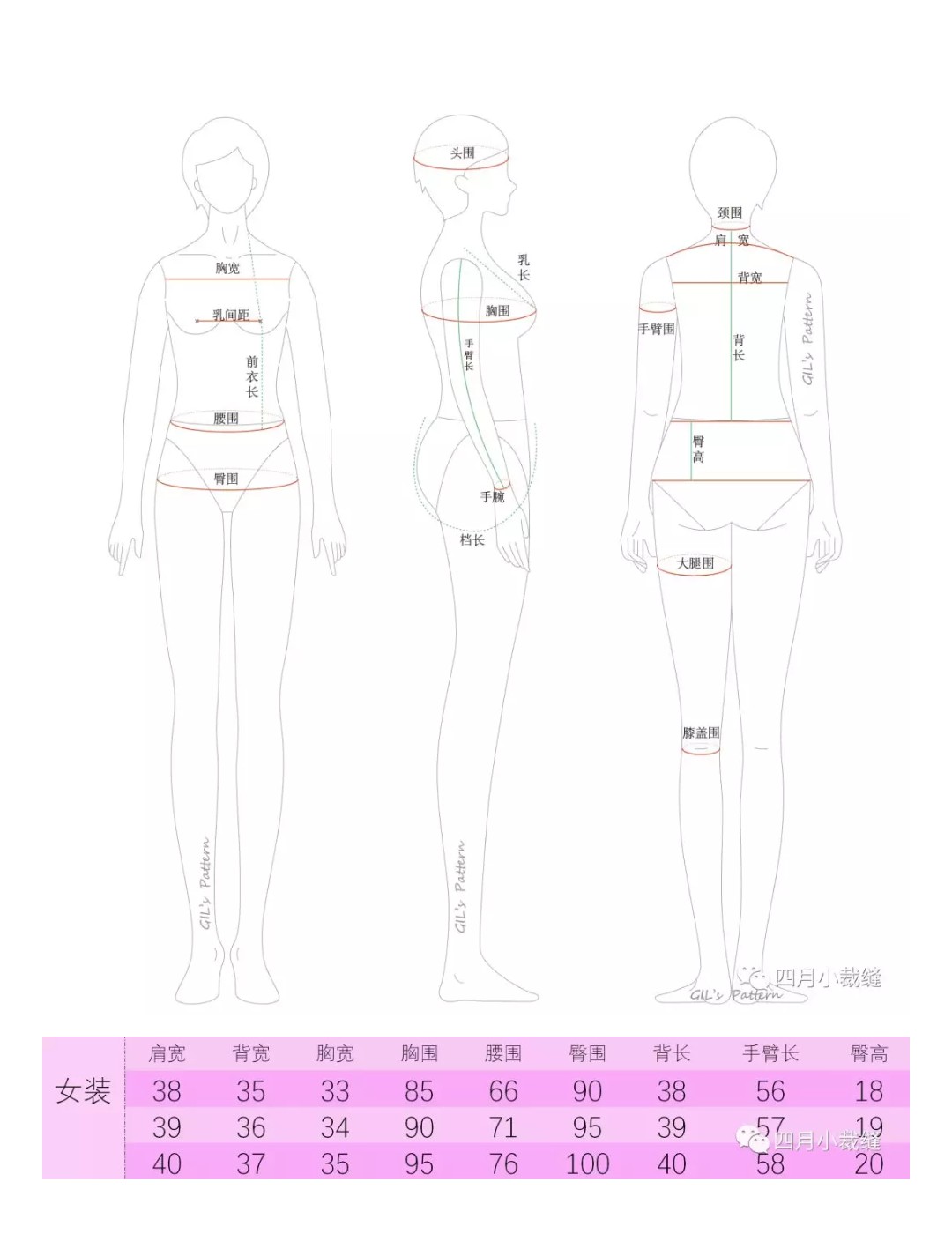 童装,男装,女装的人体尺寸整理