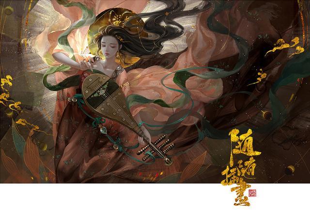 这组画风极美的古韵插画作品是来自于国人插画师"养猫画画的随随"的