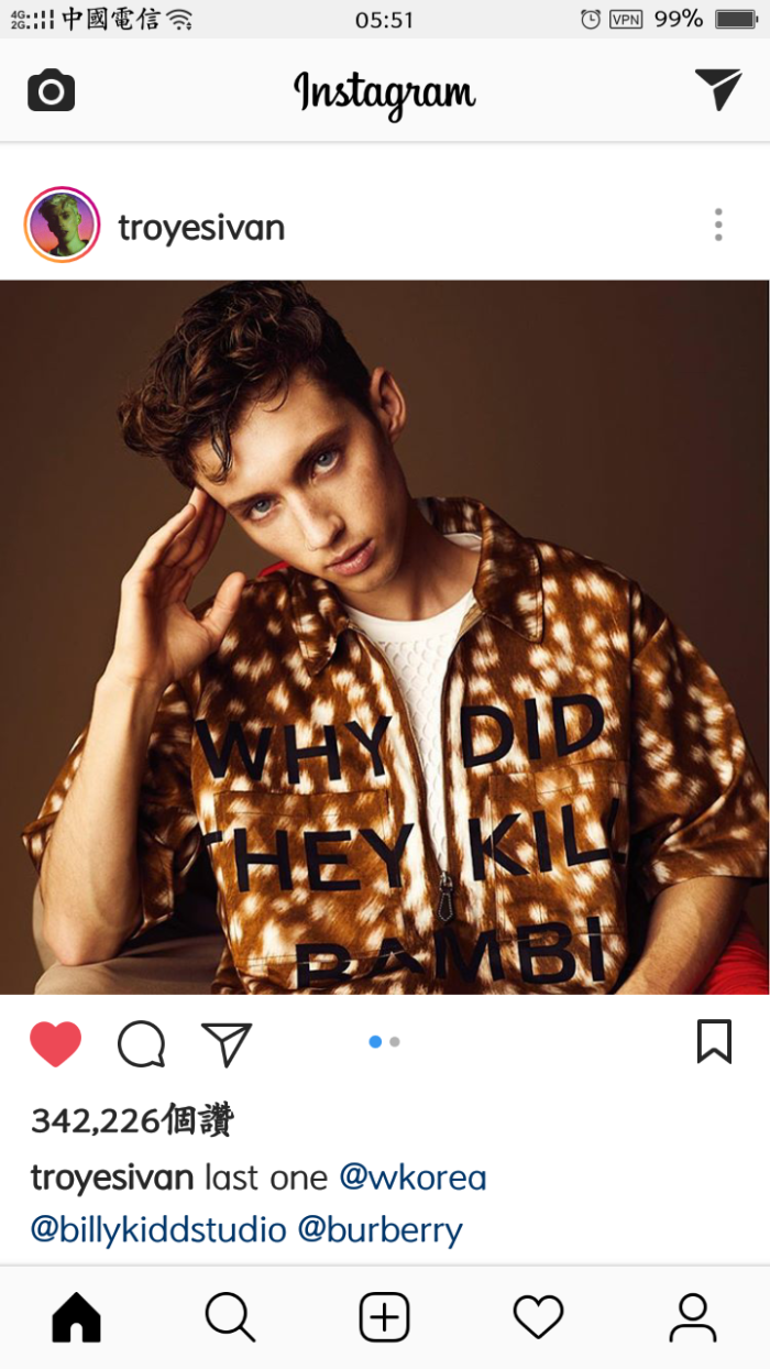 戳爷troye sivan 特洛耶希文 自截 近期 ins[杨晋戈]