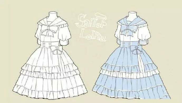 lolita动漫裙子样式绘画参考