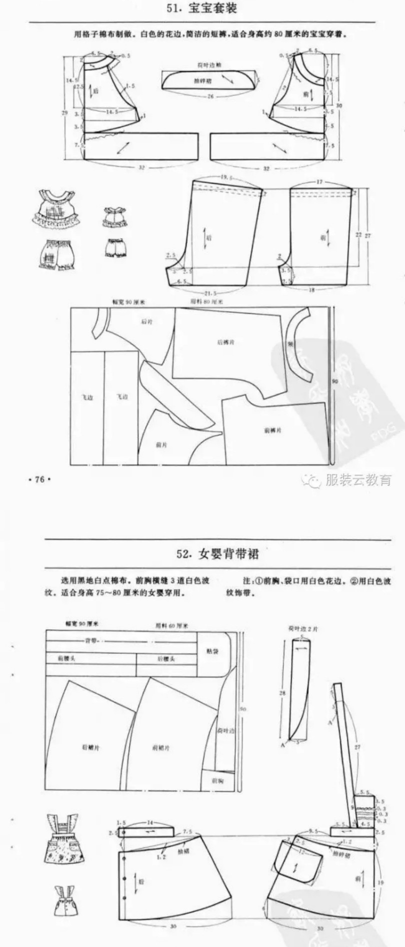 背心短裤套装幼童飞边袖连衣裙 0-3岁婴幼儿各种服装裁剪图合集小裁缝