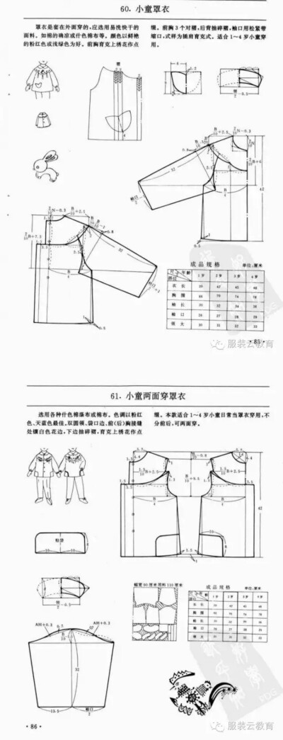 小童罩衣两面穿罩衣 0-3岁婴幼儿各种服装裁剪图合集小裁缝学堂