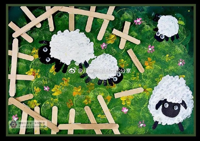 创意美术l小羊要逃跑#创意少儿美术##创意美术##儿童画# 创意儿童手工