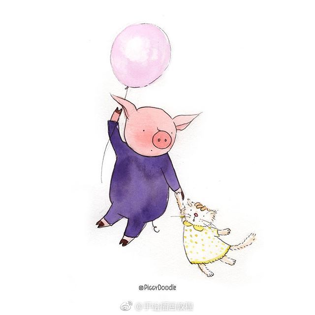 小猪猪可爱插画~ 作者:piggy doodle