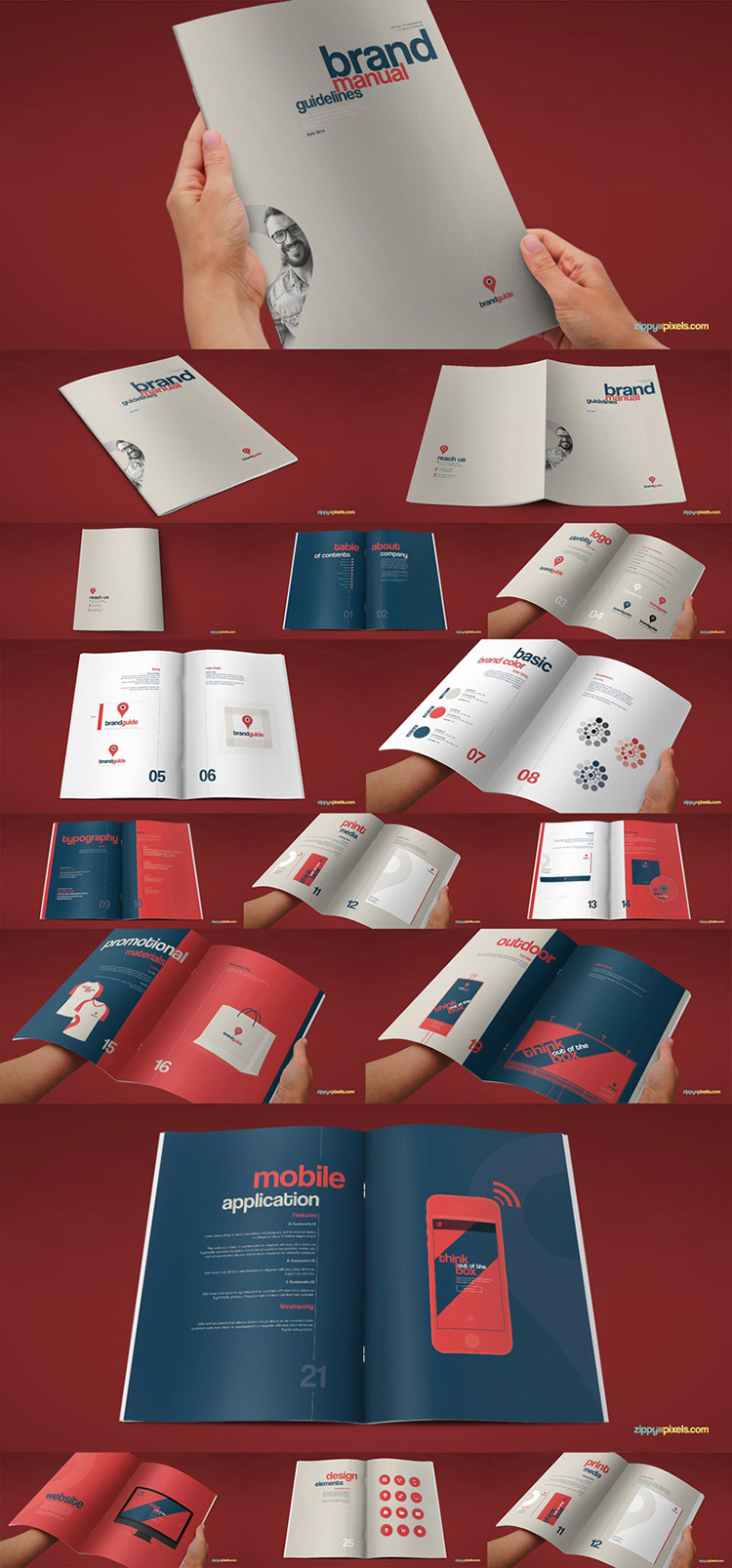 56#国外企业品牌vi手册子 企业画册品牌设计视觉形象画册模板素材