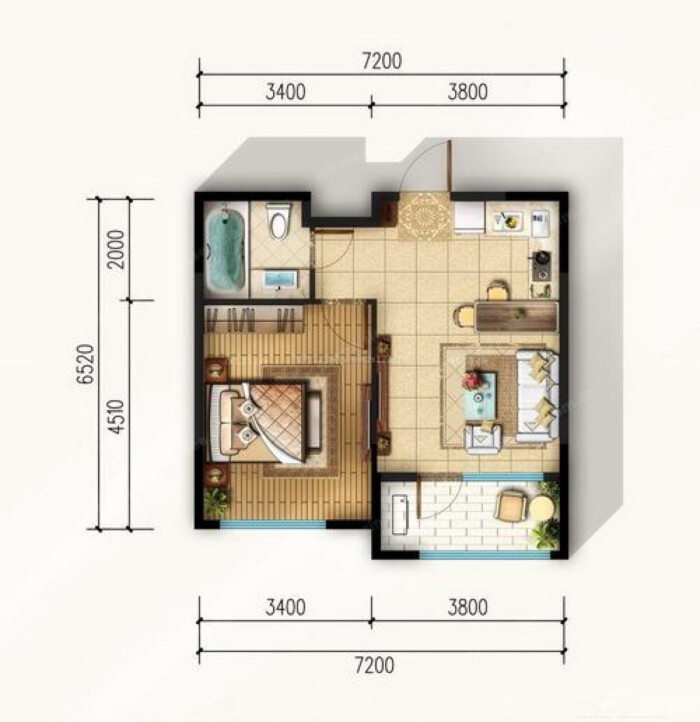 单身公寓户型图