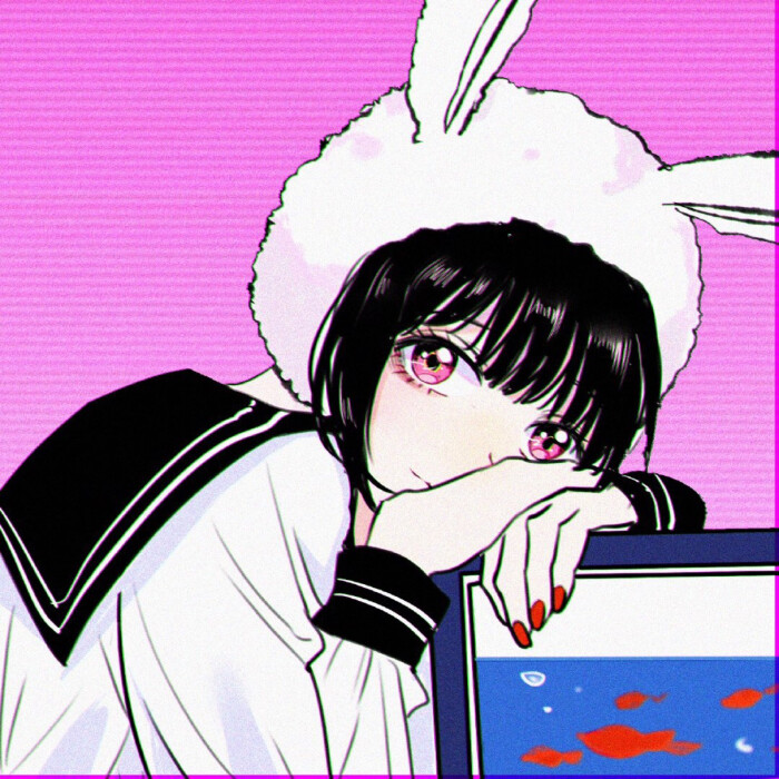 原宿头像可爱情侣少女卡通搞怪女生美少女