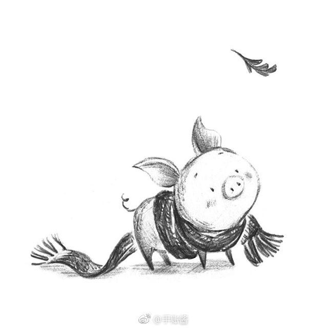 一组可爱的黑白手绘~ ins:jbellstudio