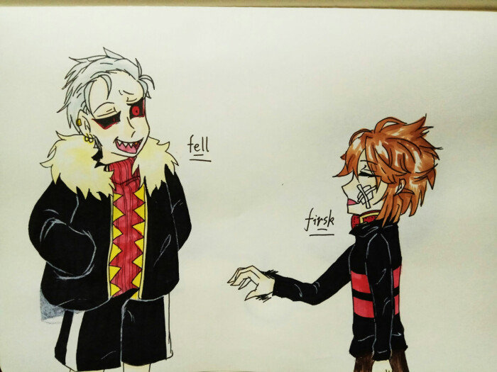fell和frisk的流氓图片,sans惩罚frisk fell frisk