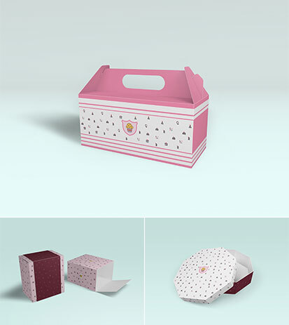 甜点蛋糕店品牌手提蛋糕包装盒vi样机素材
