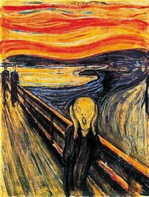 《呐喊》又名称《尖叫》,是挪威画家爱德华.蒙克1893年的作品.