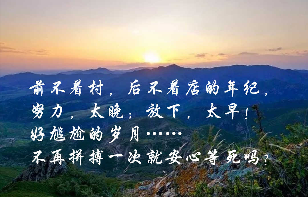 前不着村,后不着店的年纪,努力,太晚;放下,太早!