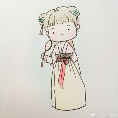 简笔画#中国风———汉服小姑娘 (作者: 爱画画的橙子 )