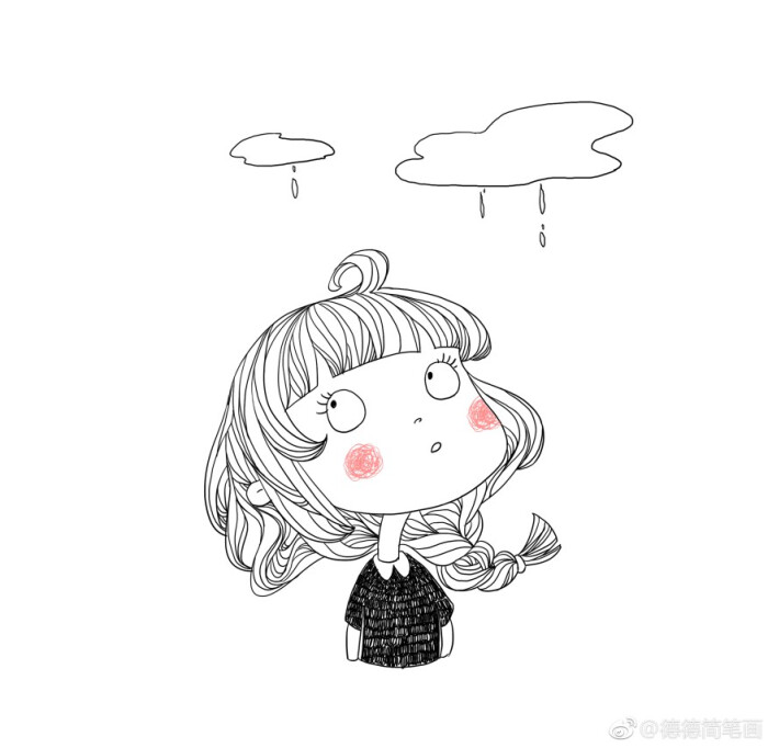 手绘插画森系唯美小清新文艺少女