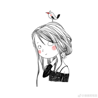 手绘插画森系唯美小清新文艺少女