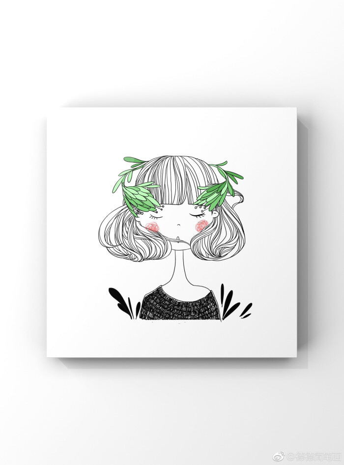 手绘插画森系唯美小清新文艺少女